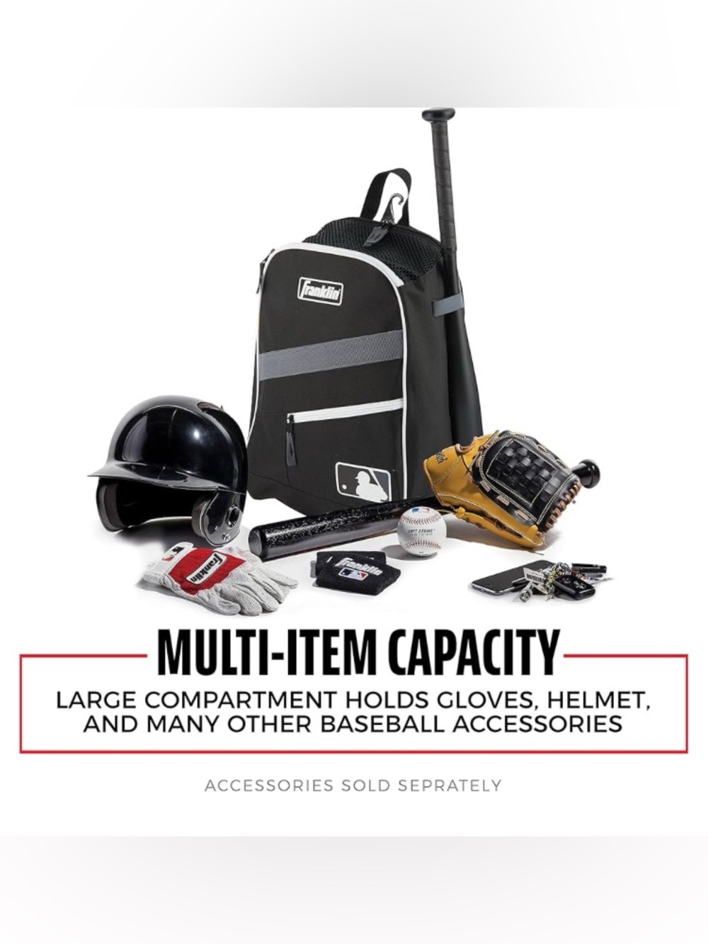 Franklin Black Baseball Backpack Batpack